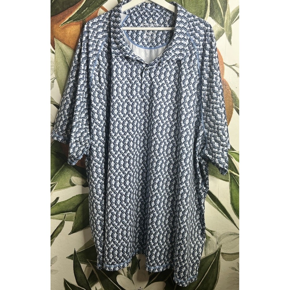 Tommy Bahama IslandZone Mens 4XLB Blue Printed Polo Shirt Short Sleeve
